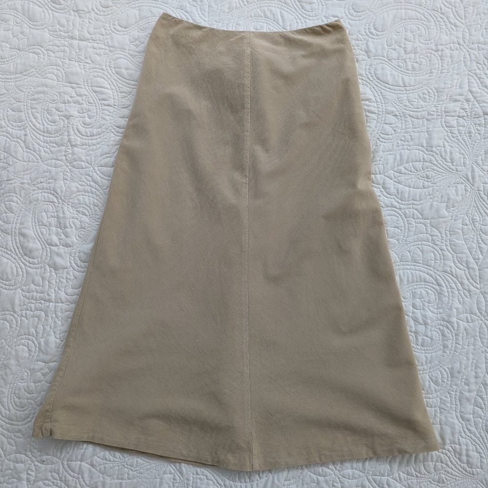 Charter Club Khaki 100% cotton Skirt attached polyester lining with back zip